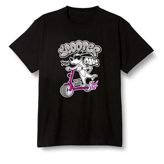 Pop Colour AJ1 Zoom Cmft Psg - Cartoon dog riding a scooter - Black Men T-shirt