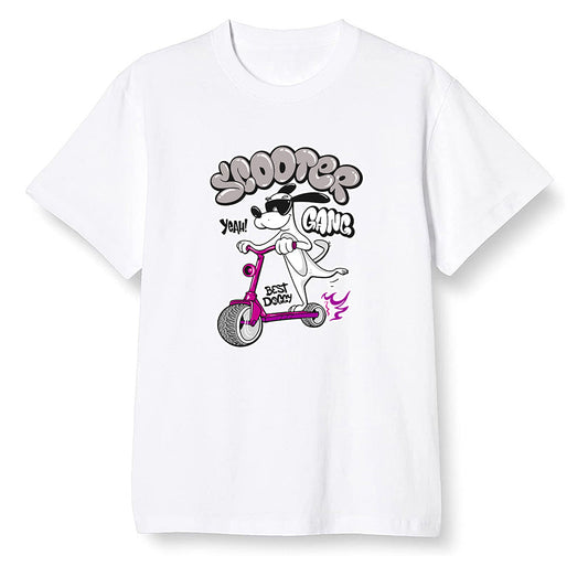 Pop Colour AJ1 Zoom Cmft Psg - Cartoon dog riding a scooter - White Men T-shirt
