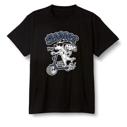 Pop Colour AJ1 High OG CO JP Midnight Navy - Cartoon dog riding a scooter - Black Men T-shirt