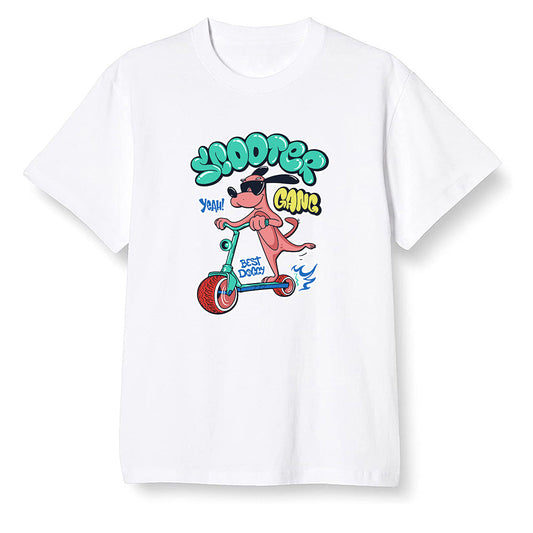 Pop Colour AJ1 Retro OG High J Balvin - Colores Y Vibras - Cartoon dog riding a scooter - White Men T-shirt