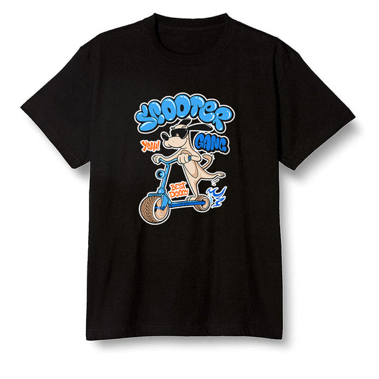 Pop Colour AJ1 Retro High OG PRO Prototype - Cartoon dog riding a scooter - Black Men T-shirt
