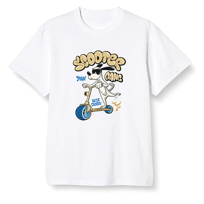 Pop Colour AJ1 Low Travis Scott X Fragment - Cartoon dog riding a scooter - White Men T-shirt