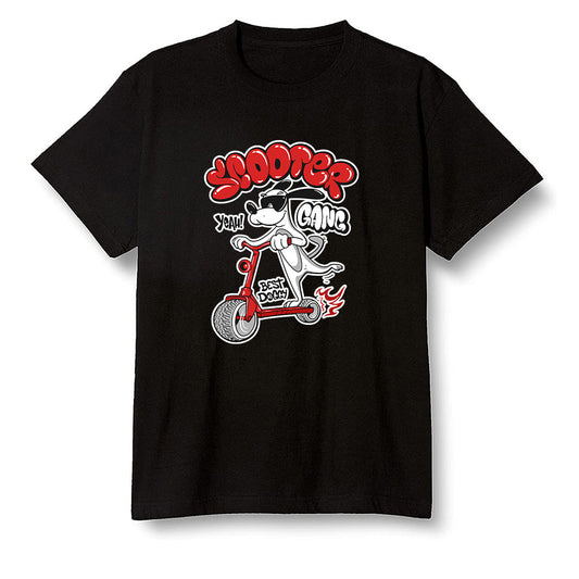 Pop Colour AJ13 Retro HE Got Game - Cartoon dog riding a scooter - Black Men T-shirt