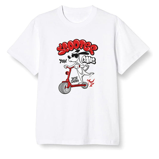 Pop Colour AJ13 Retro HE Got Game - Cartoon dog riding a scooter - White Men T-shirt