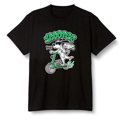 Pop Colour AJ13 Retro 'Lucky Green' - Cartoon dog riding a scooter - Black Men T-shirt