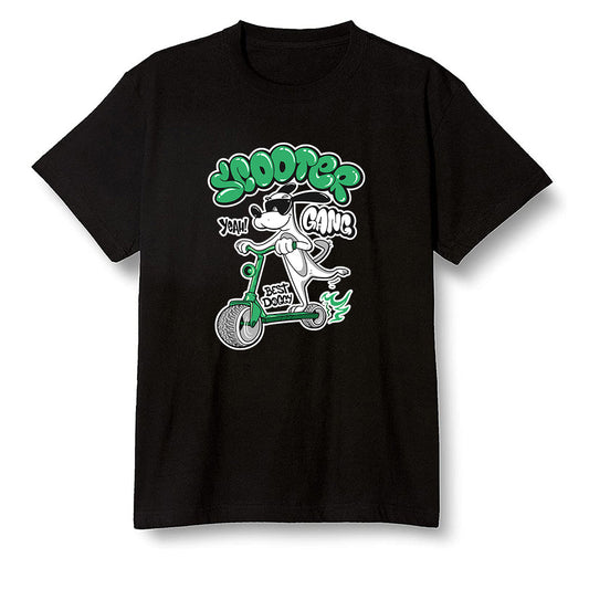 Pop Colour AJ13 Retro 'Lucky Green' - Cartoon dog riding a scooter - Black Men T-shirt