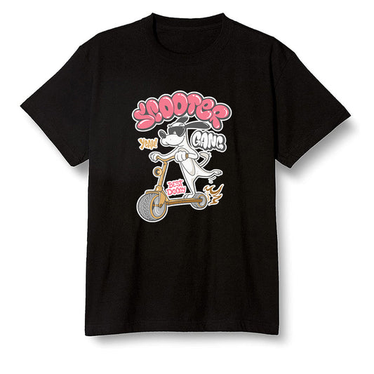Pop Colour AJ13 Retro CNY - Cartoon dog riding a scooter - Black Men T-shirt