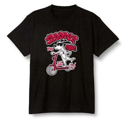 Pop Colour AJ13 Retro Gym Red Flint Grey - Cartoon dog riding a scooter - Black Men T-shirt