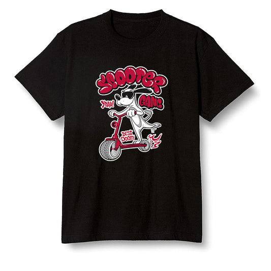 Pop Colour AJ13 Retro Gym Red Flint Grey - Cartoon dog riding a scooter - Black Men T-shirt