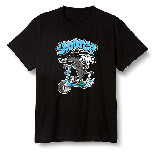 Pop Colour AJ6 Retro Unc - Univeristy Blue - Cartoon dog riding a scooter - Black Men T-shirt