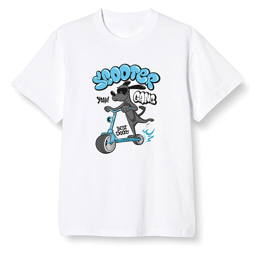 Pop Colour AJ6 Retro Unc - Univeristy Blue - Cartoon dog riding a scooter - White Men T-shirt