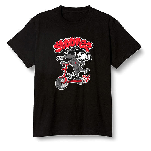 Pop Colour AJ6 Retro Black Infrared - Cartoon dog riding a scooter - Black Men T-shirt