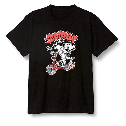 Pop Colour AJ6 Retro Tinker Hatfield - Cartoon dog riding a scooter - Black Men T-shirt
