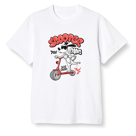 Pop Colour AJ6 Retro Tinker Hatfield - Cartoon dog riding a scooter - White Men T-shirt