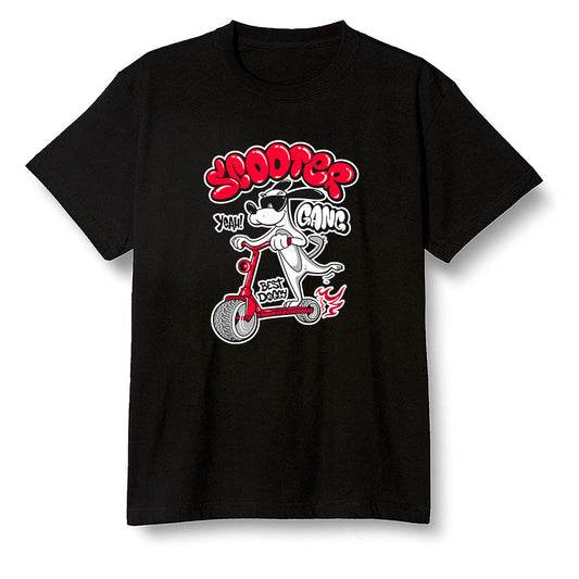 Pop Colour AJ6 Retro White Infrared - Cartoon dog riding a scooter - Black Men T-shirt