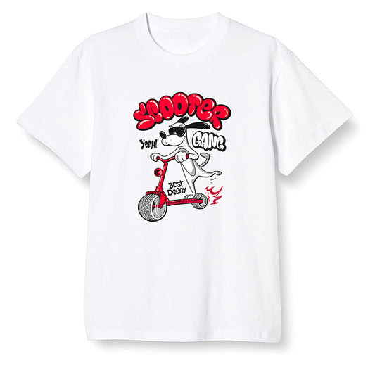 Pop Colour AJ6 Retro White Infrared - Cartoon dog riding a scooter - White Men T-shirt
