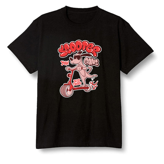 Pop Colour AJ6 Retro NRG Rust Pink - Cartoon dog riding a scooter - Black Men T-shirt