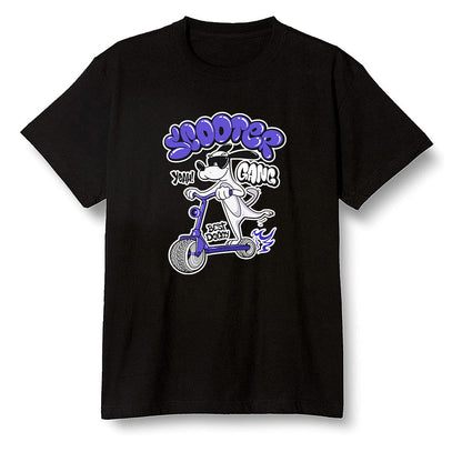 Pop Colour AJ6 Retro Ltr Flint - Cartoon dog riding a scooter - Black Men T-shirt