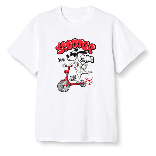 Nike Pop Colour AJ6 Retro Reflective Infrared - Cartoon dog riding a scooter - White Men T-shirt