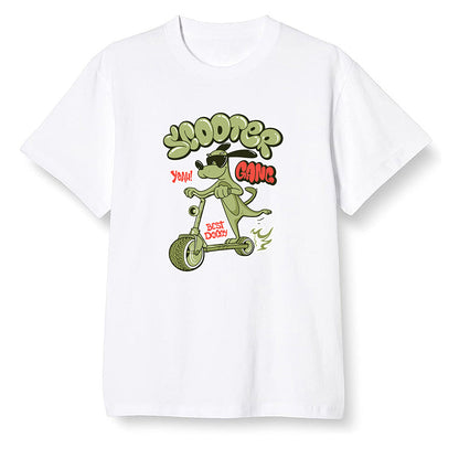 Pop Colour AJ6 Retro SP Travis Scott - Medium Olive - Cartoon dog riding a scooter - White Men T-shirt