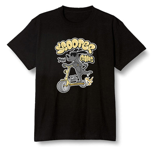Pop Colour AJ6 Retro Dmp Defining Moments - Cartoon dog riding a scooter - Black Men T-shirt