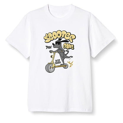 Pop Colour AJ6 Retro Dmp Defining Moments - Cartoon dog riding a scooter - White Men T-shirt