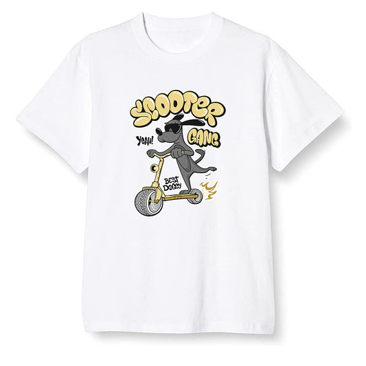 Pop Colour AJ6 Retro Dmp Defining Moments - Cartoon dog riding a scooter - White Men T-shirt