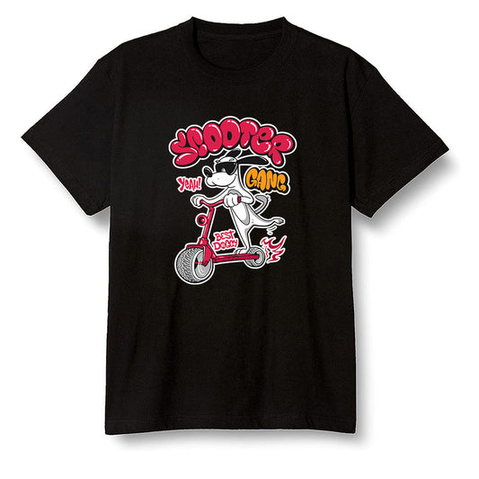 Pop Colour AJ6 Retro Hare - Cartoon dog riding a scooter - Black Men T-shirt