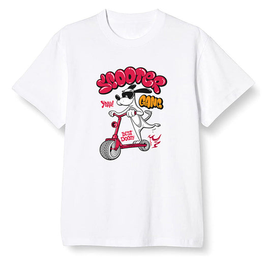 Pop Colour AJ6 Retro Hare - Cartoon dog riding a scooter - White Men T-shirt