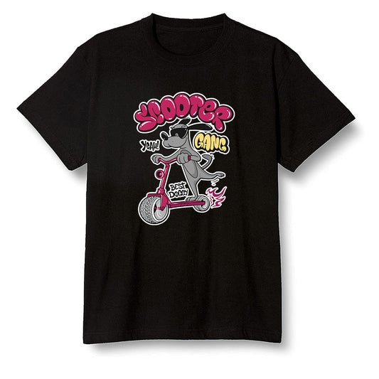 Pop Colour AJ6 Retro Bordeaux - Cartoon dog riding a scooter - Black Men T-shirt