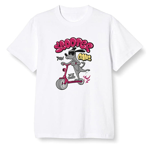 Pop Colour AJ6 Retro Bordeaux - Cartoon dog riding a scooter - White Men T-shirt