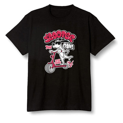 Pop Colour AJ6 Retro Carmine - Cartoon dog riding a scooter - Black Men T-shirt