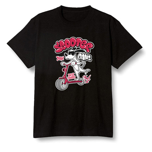 Pop Colour AJ6 Retro Carmine - Cartoon dog riding a scooter - Black Men T-shirt
