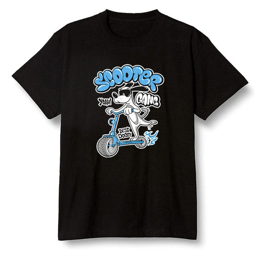 Pop Colour AJ6 UNC White - Cartoon dog riding a scooter - Black Men T-shirt