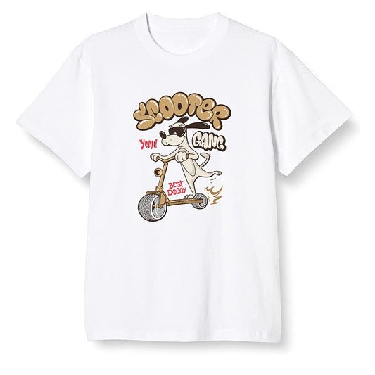 Pop Colour AJ6 Retro Quai 54 - Sail Gum - Cartoon dog riding a scooter - White Men T-shirt