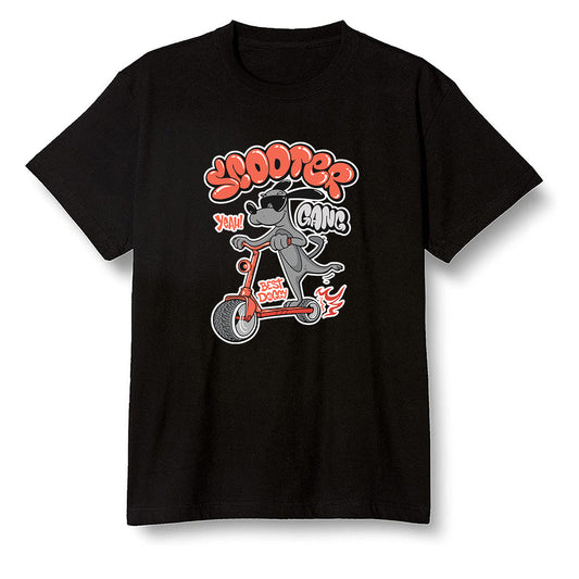 Pop Colour AJ6 Retro Psg Iron Grey Infrared - Cartoon dog riding a scooter - Black Men T-shirt