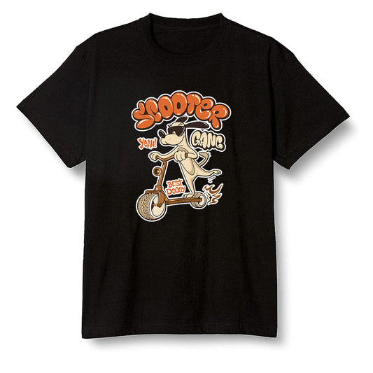 Pop Colour AJ6 Retro SP Travis Scott British Khaki - Cartoon dog riding a scooter - Black Men T-shirt
