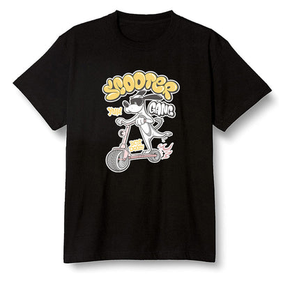 Pop Colour AJ6 Retro Gold Hoops - Cartoon dog riding a scooter - Black Men T-shirt