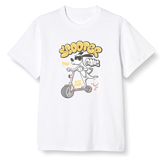 Pop Colour AJ6 Retro Gold Hoops - Cartoon dog riding a scooter - White Men T-shirt
