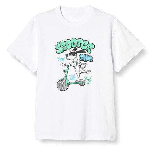 Pop Colour AJ6 Tiffany Blue - Cartoon dog riding a scooter - White Men T-shirt