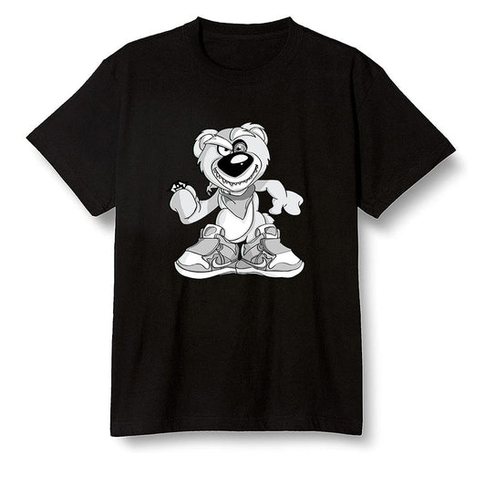 Pop Colour AJ1 Low Retro 'White' White/White-Metallic Silver - Crazy bear - Black Men T-shirt