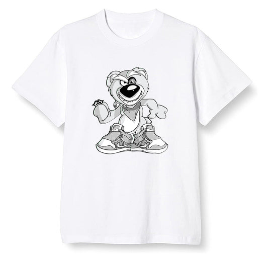Pop Colour AJ1 Low Retro 'White' White/White-Metallic Silver - Crazy bear - White Men T-shirt
