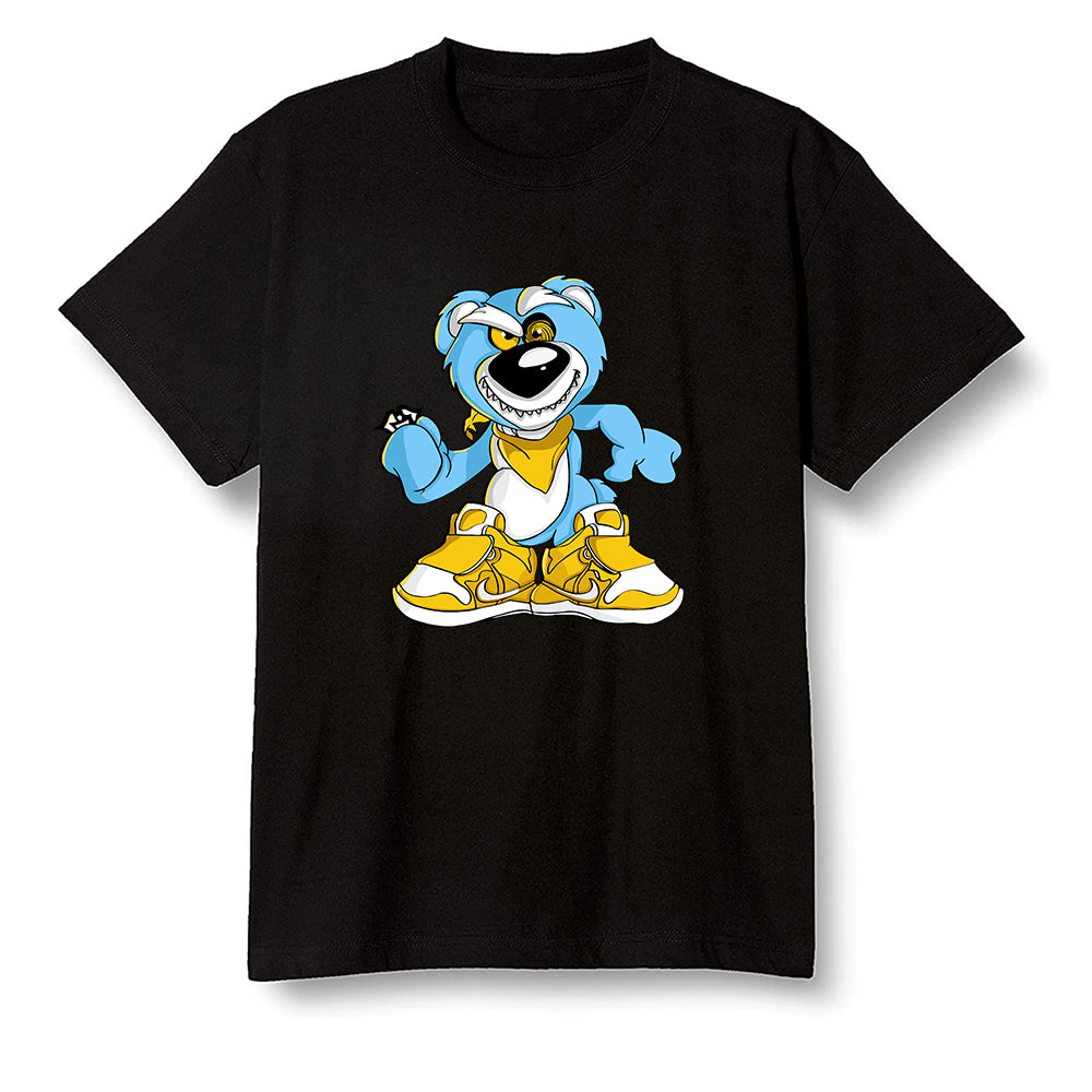 Pop Colour AJ1 Retro Low 'West Coast' White/Varsity Maize-University Blue - Crazy bear - Black Men T-shirt