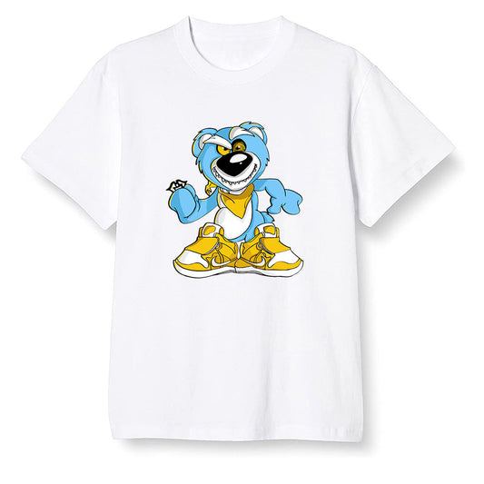 Pop Colour AJ1 Retro Low 'West Coast' White/Varsity Maize-University Blue - Crazy bear - White Men T-shirt