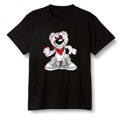 Pop Colour AJ1 Retro Low 'Hare' Grey Mist/University Red-Light Poison - Crazy bear - Black Men T-shirt
