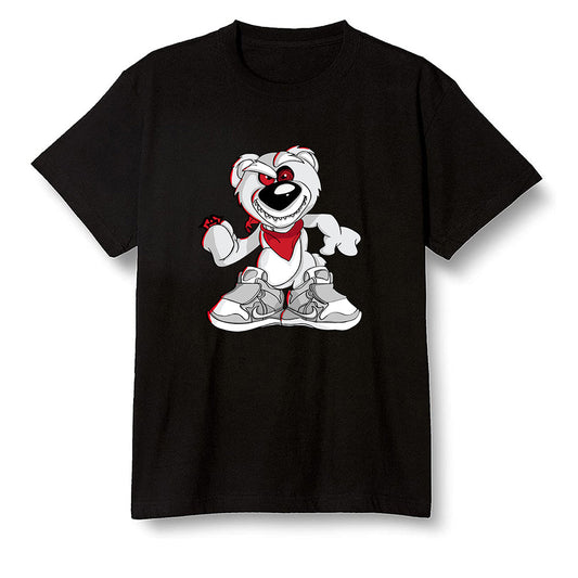 Pop Colour AJ1 Retro Low 'Hare' Grey Mist/University Red-Light Poison - Crazy bear - Black Men T-shirt