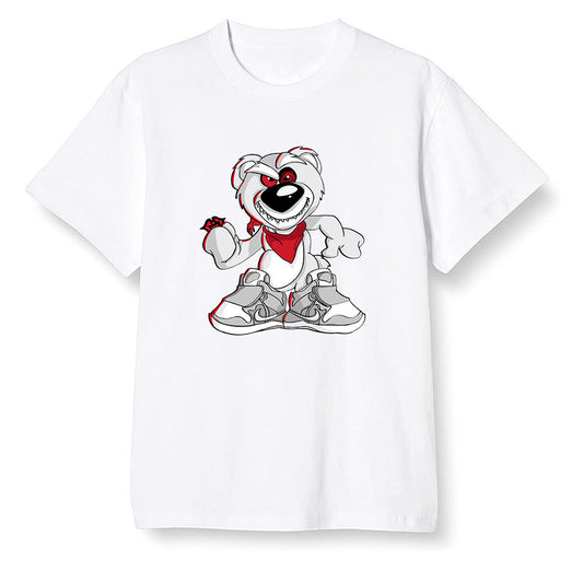 Pop Colour AJ1 Retro Low 'Hare' Grey Mist/University Red-Light Poison - Crazy bear - White Men T-shirt
