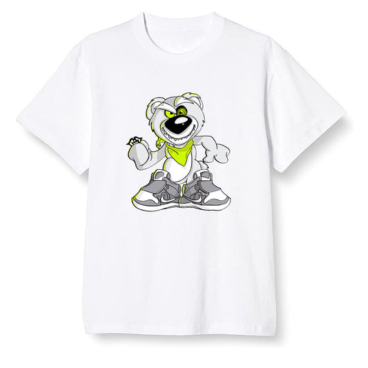 Pop Colour AJ1 Mid Grey Volt - Crazy bear - White Men T-shirt