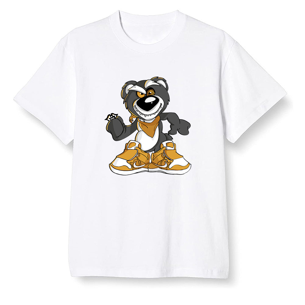 Pop Colour AJ1 Retro High OG Yellow Ochre - Crazy bear - White Men T-shirt