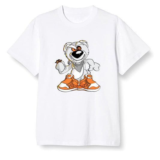 Pop Colour AJ1 Retro High OG Electro Orange - Crazy bear - White Men T-shirt